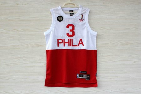 Maillot De Basket Philadelphia 76ers Allen Iverson 3 Engrener Upper and Lower Double Couleur Rouge Blanc